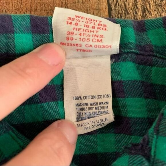 Buster brown vintage boys long sleeve collared button up in blue and green -4 - Picture 5 of 6